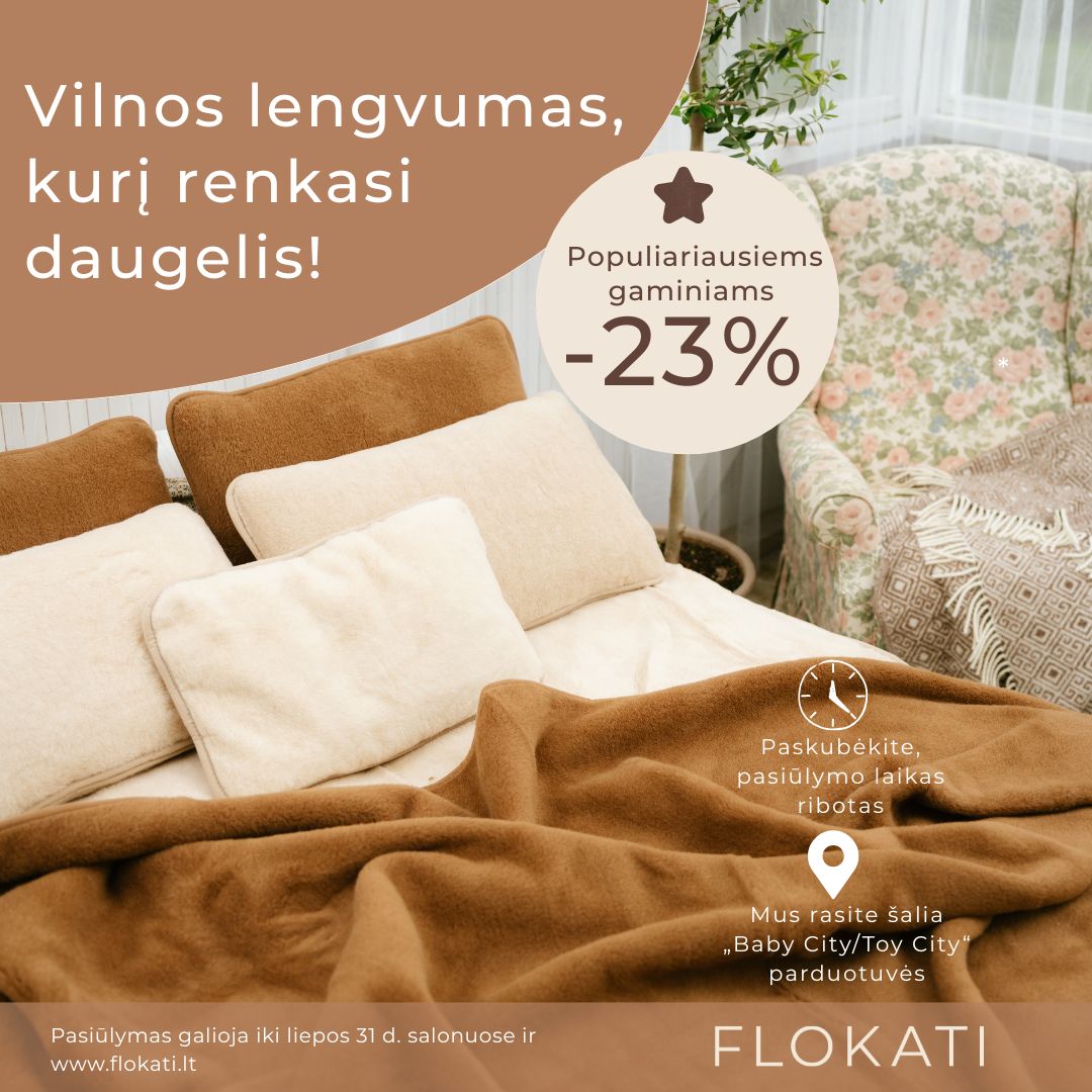 „FLOKATI“ - vilnos gaminiai dabar su -23% nuolaida!